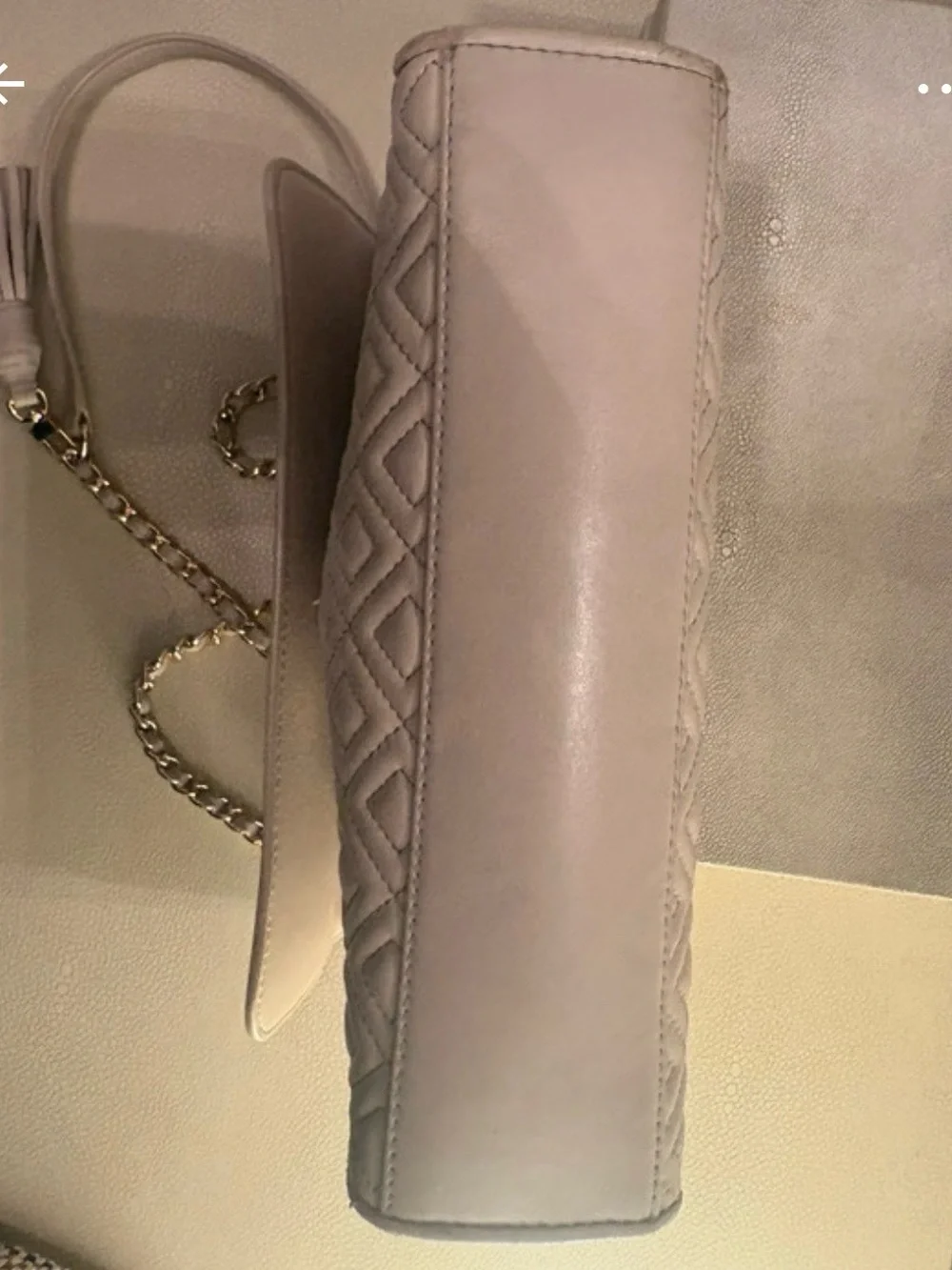 Tory Burch Quilted Leather Shoulder Bag in Soft Beige